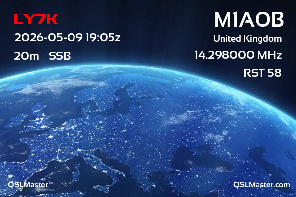QSL Master Card for M1AOB QSO with LY7K