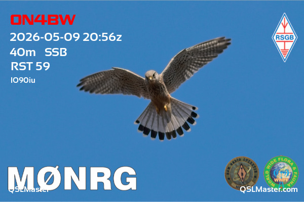 QSL Master Card for M0NRG QSO with ON4BW