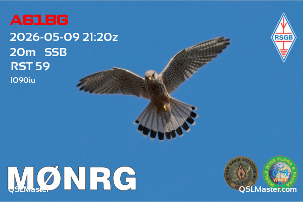 QSL Master Card for M0NRG QSO with A61BG