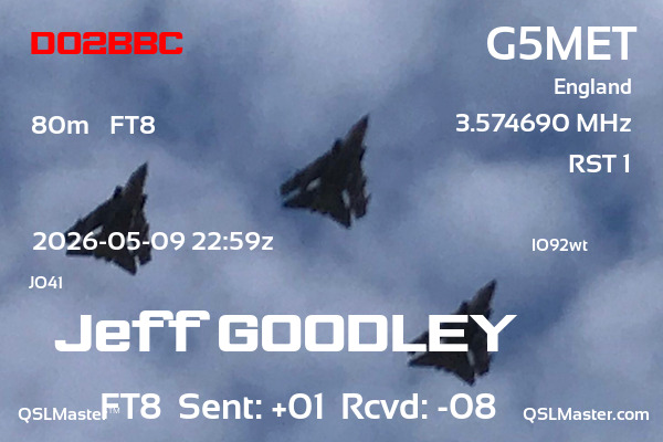 QSL Master Card for G5MET QSO with DO2BBC