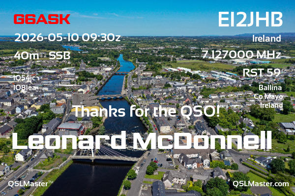 QSL Master Card for EI2JHB QSO with G6ASK