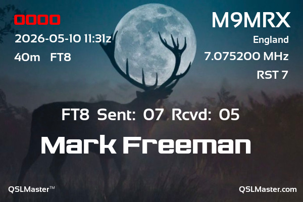 QSL Master Card for M9MRX QSO with OO0O