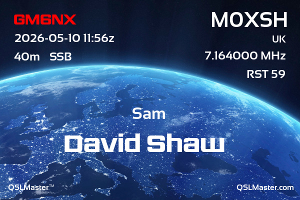 QSL Master Card for M0XSH QSO with GM6NX