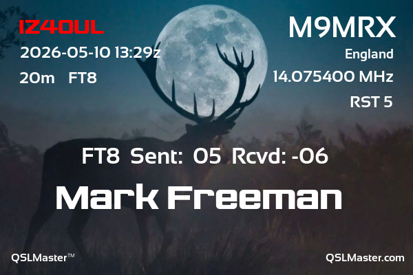 QSL Master Card for M9MRX QSO with IZ4OUL