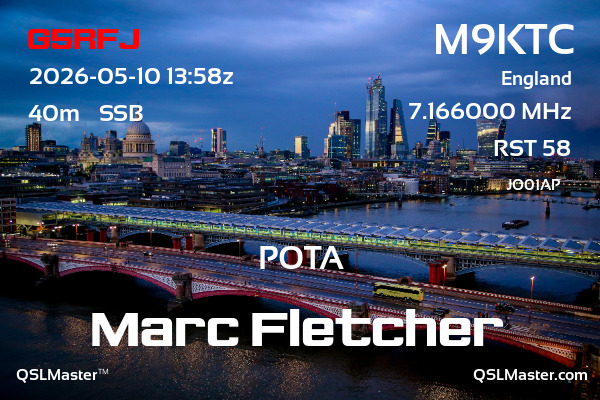 QSL Master Card for M9KTC QSO with G5RFJ