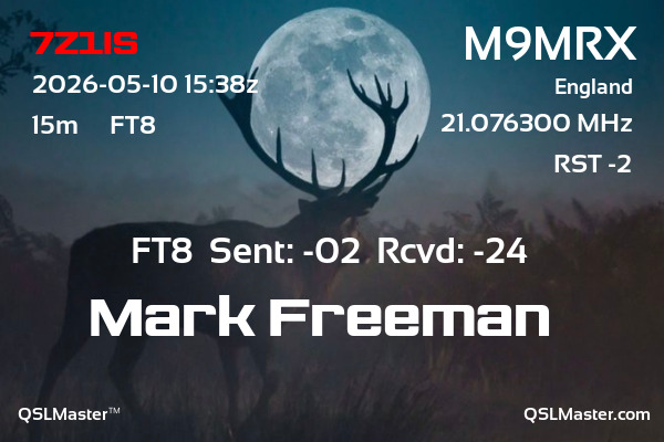 QSL Master Card for M9MRX QSO with 7Z1IS