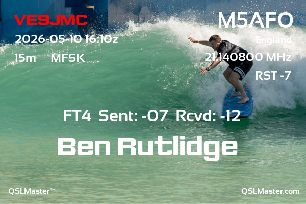 QSL Master Card for M5AFO QSO with VE9JMC