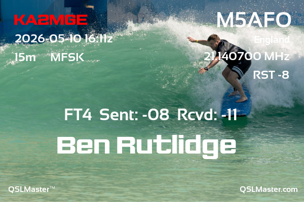 QSL Master Card for M5AFO QSO with KA2MGE