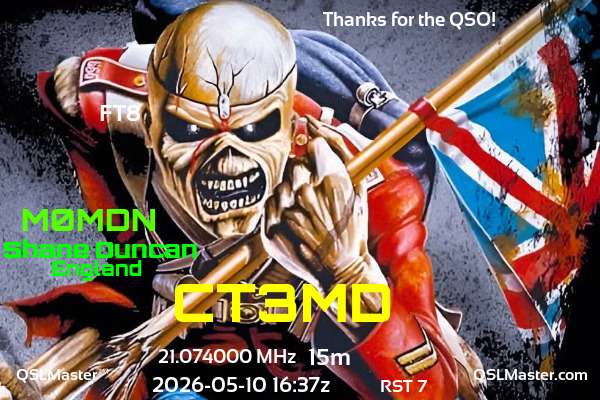 QSL Master Card for M0MDN QSO with CT3MD
