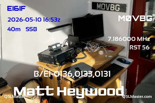 QSL Master Card for M0VBG QSO with EI6IF