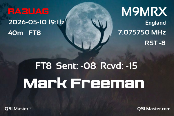 QSL Master Card for M9MRX QSO with RA3UAG