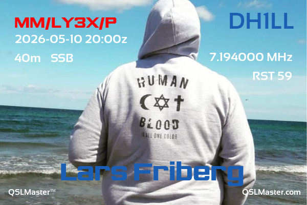 QSL Master Card for DH1LL QSO with MM/LY3X/P