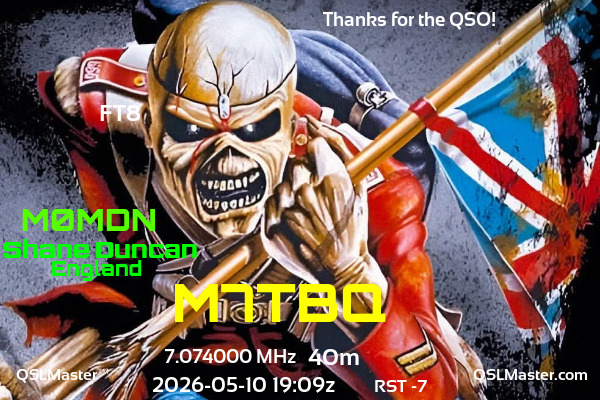 QSL Master Card for M0MDN QSO with M7TBQ