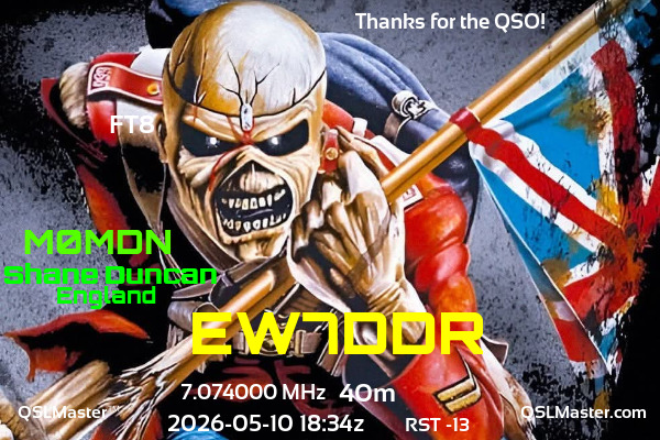 QSL Master Card for M0MDN QSO with EW7DDR