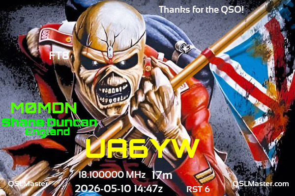 QSL Master Card for M0MDN QSO with UA6YW