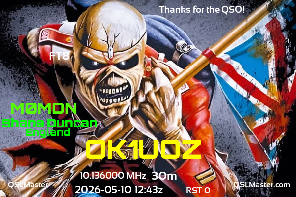 QSL Master Card for M0MDN QSO with OK1UOZ