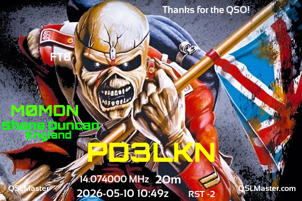 QSL Master Card for M0MDN QSO with PD3LKN