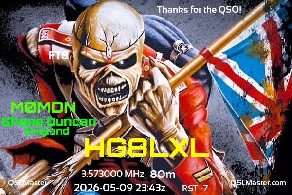 QSL Master Card for M0MDN QSO with HG8LXL