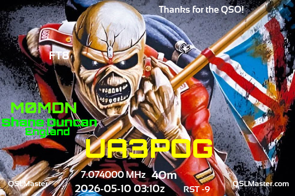 QSL Master Card for M0MDN QSO with UA3POG
