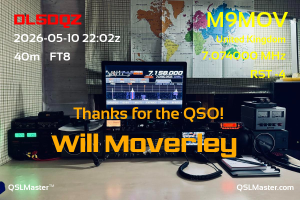QSL Master Card for M9MOV QSO with DL5DQZ
