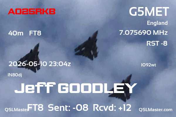 QSL Master Card for G5MET QSO with AO25RKB