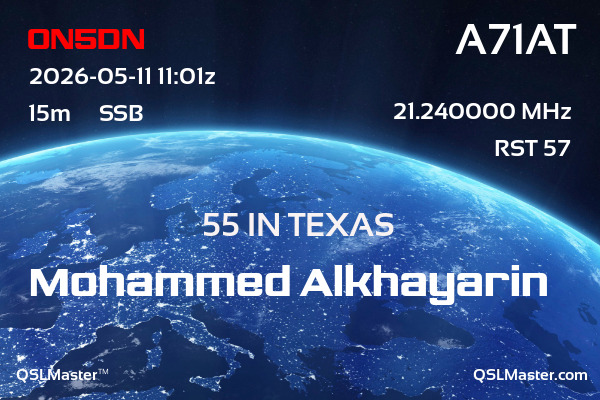 QSL Master Card for A71AT QSO with ON5DN