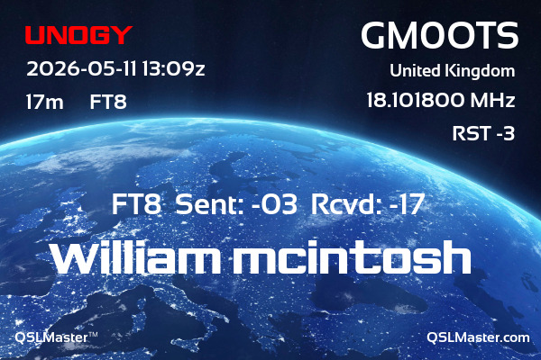 QSL Master Card for GM0OTS QSO with UN0GY