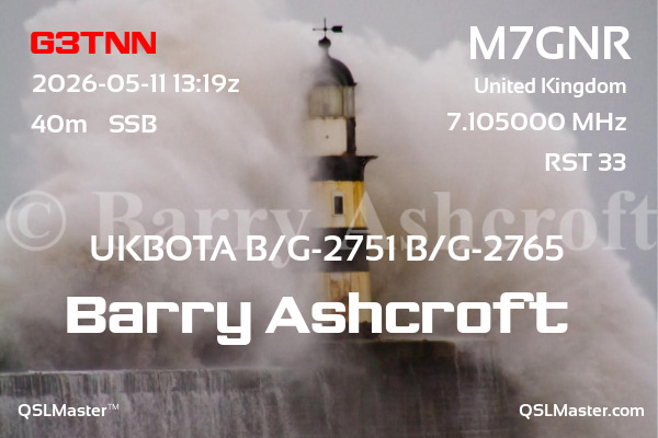 QSL Master Card for M7GNR QSO with G3TNN