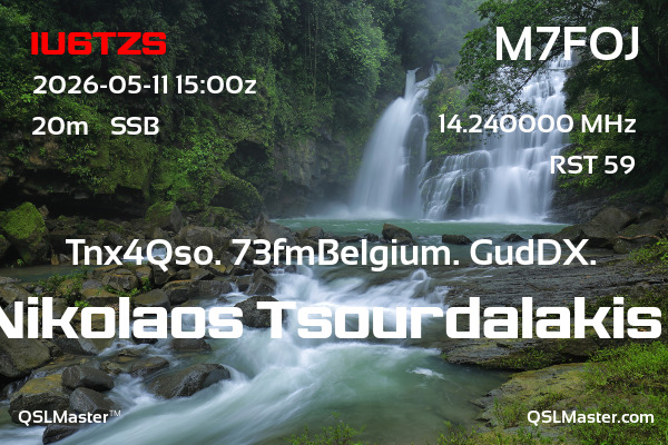 QSL Master Card for M7FOJ QSO with IU6TZS