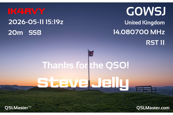QSL Master Card for G0WSJ QSO with IK4RVY