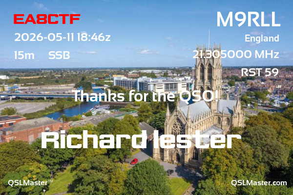 QSL Master Card for M9RLL QSO with EA8CTF