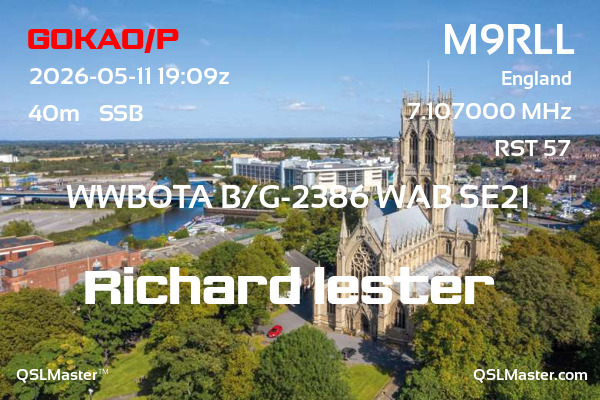 QSL Master Card for M9RLL QSO with G0KAO/P
