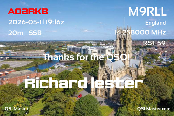 QSL Master Card for M9RLL QSO with AO2RKB