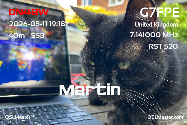QSL Master Card for G7FPE QSO with ON4BW