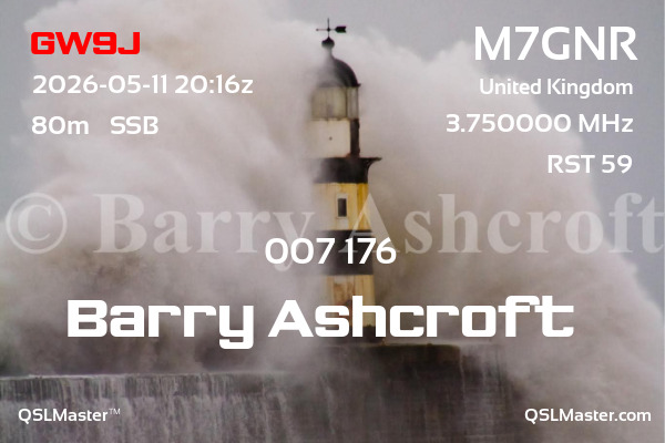 QSL Master Card for M7GNR QSO with GW9J