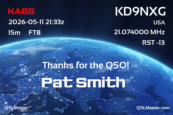 QSL Master Card for KD9NXG QSO with KA6S
