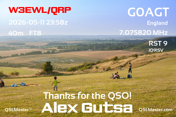 QSL Master Card for G0AGT QSO with W3EWL/QRP