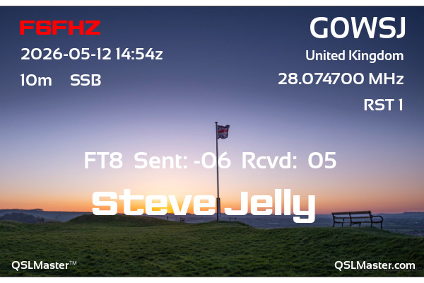 QSL Master Card for G0WSJ QSO with F6FHZ
