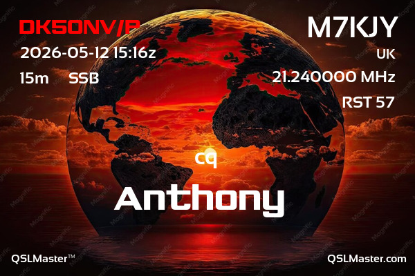 QSL Master Card for M7KJY QSO with DK5ONV/P