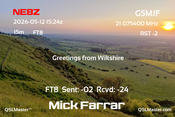 QSL Master Card for G5MJF QSO with NE8Z