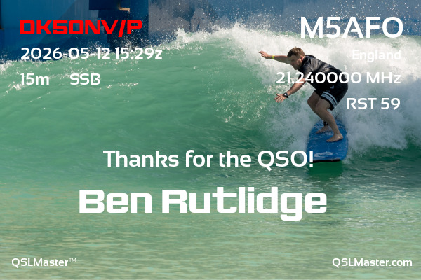 QSL Master Card for M5AFO QSO with DK5ONV/P