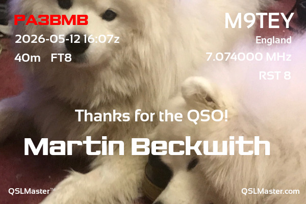 QSL Master Card for M9TEY QSO with PA3BMB