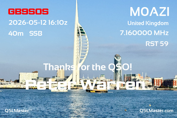 QSL Master Card for M0AZI QSO with GB9SOS