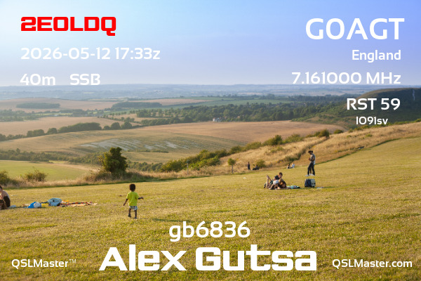 QSL Master Card for G0AGT QSO with 2E0LDQ