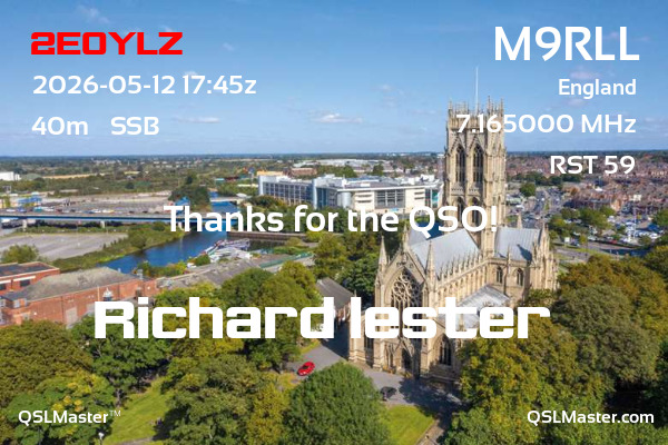 QSL Master Card for M9RLL QSO with 2E0YLZ