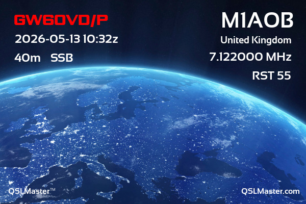 QSL Master Card for M1AOB QSO with GW6OVD/P
