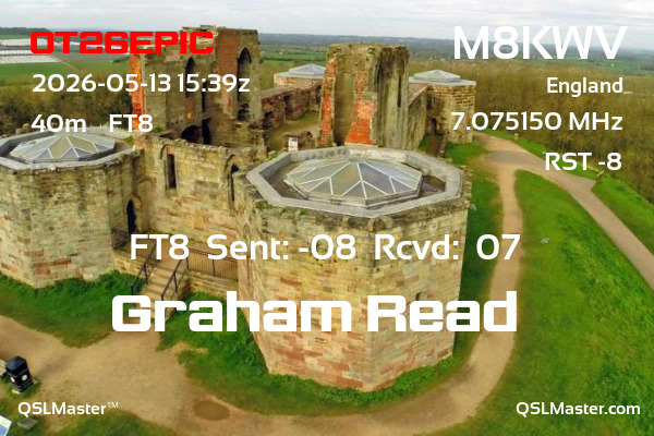 QSL Master Card for M8KWV QSO with OT26EPIC