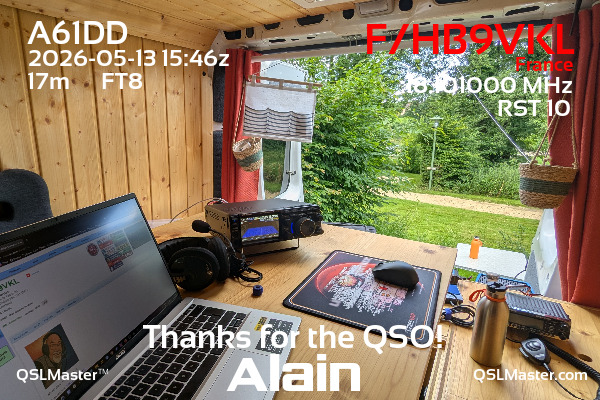 QSL Master Card for F/HB9VKL QSO with A61DD