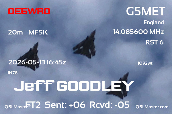 QSL Master Card for G5MET QSO with OE5WRO