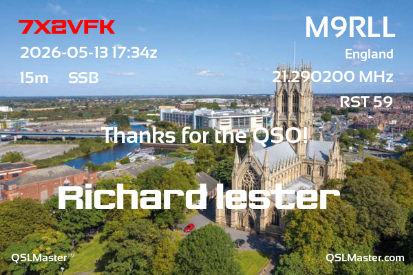 QSL Master Card for M9RLL QSO with 7X2VFK